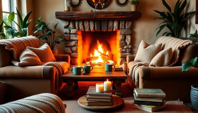 cozy fireplace living room